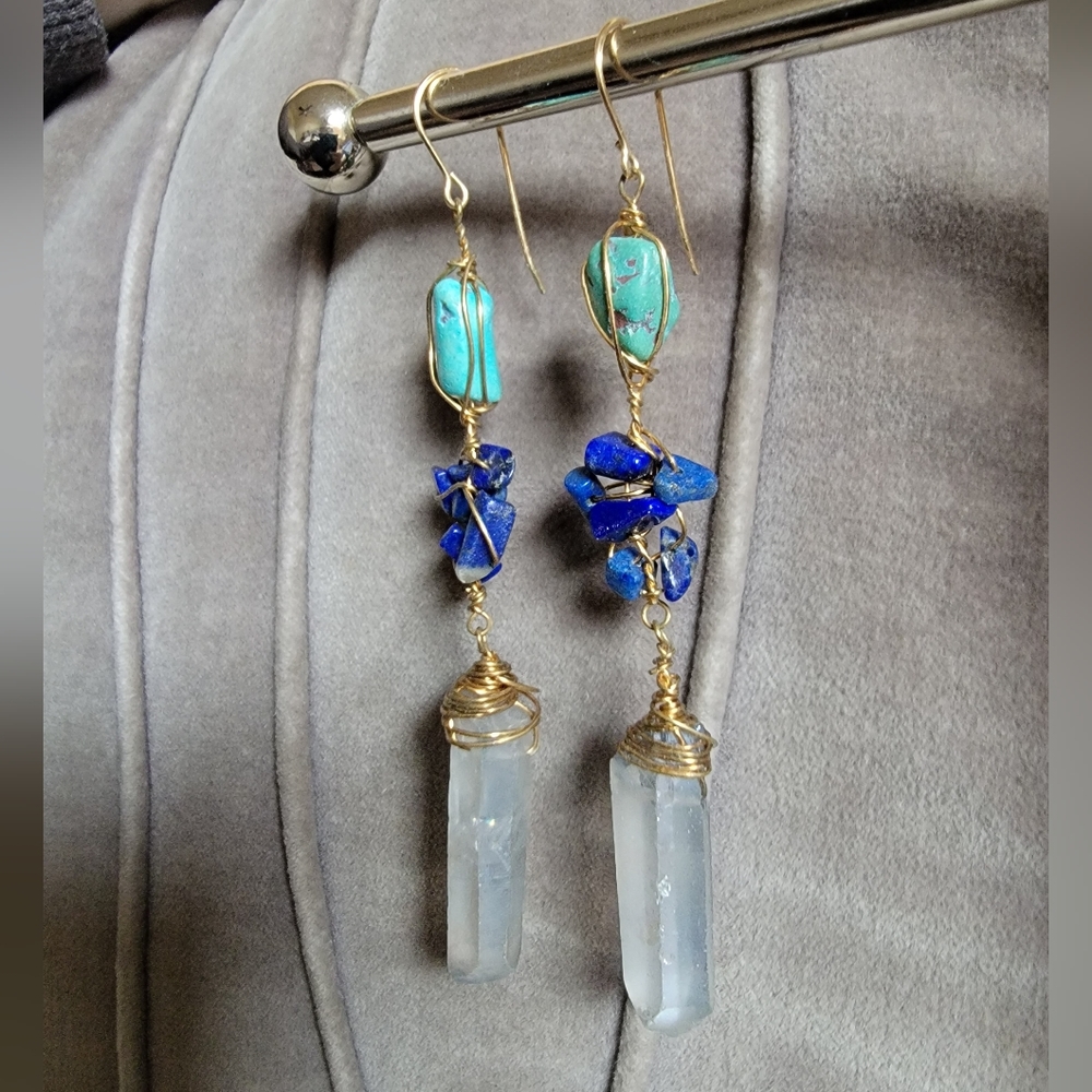 Semi precious stone drop earrings